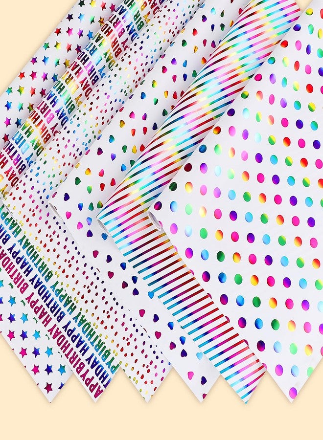 BeadRiver Gift Wrapping Paper 6 PCS Mini Rolls Colorful Printed Design Small Gifts for Birthday Party Holiday Christmas 17 inch x 120 inch - Image 3